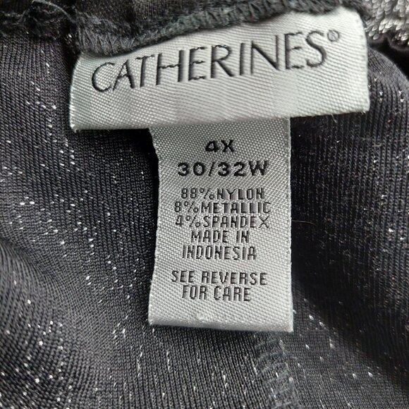 Catherines Plus Blouse Size 4X Christmas Black Shine Silver Tunic Metal Party - Picture 3 of 8